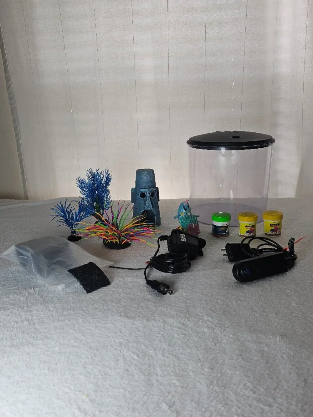 360 View Aquarium Kit with Multiple Colors LED Lighting and Power Filter